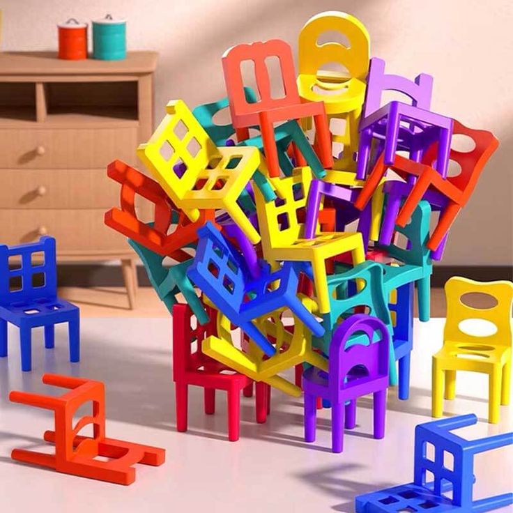 36 Pieces Acrobatic Colorfull Stacking Chair Block