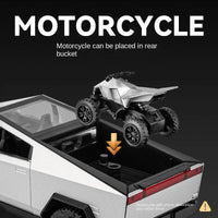 Thumbnail for 1/32 Tesla Cybertruck Pickup Alloy Car With Small Bike