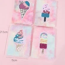 Ice Cream  Plush & Glitter Cover NoteBook