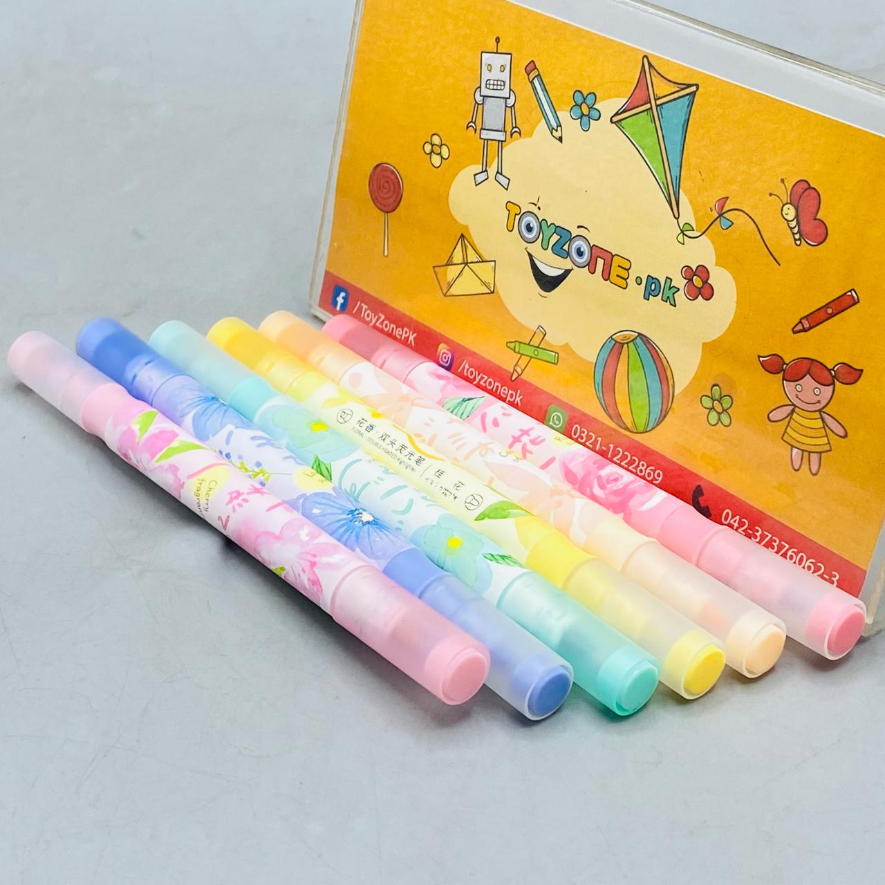 6Pcs Double Ended Colors Highlighter Pen Set