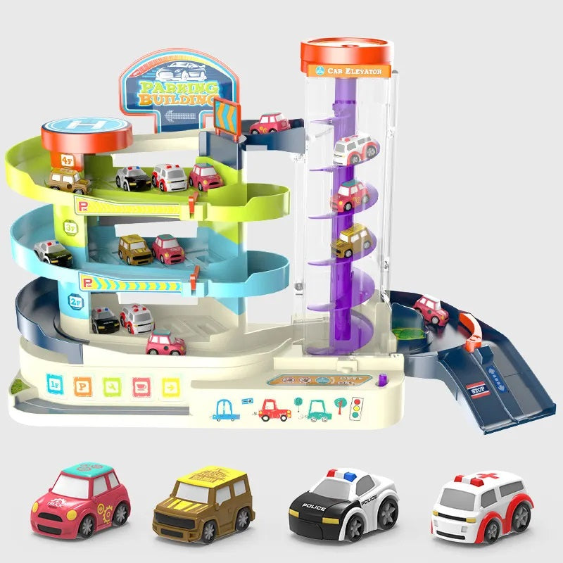 2 in 1 Car Space Adventure Parking Lot Track Set