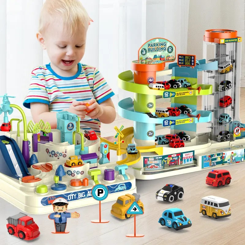 2 in 1 Car Space Adventure Parking Lot Track Set