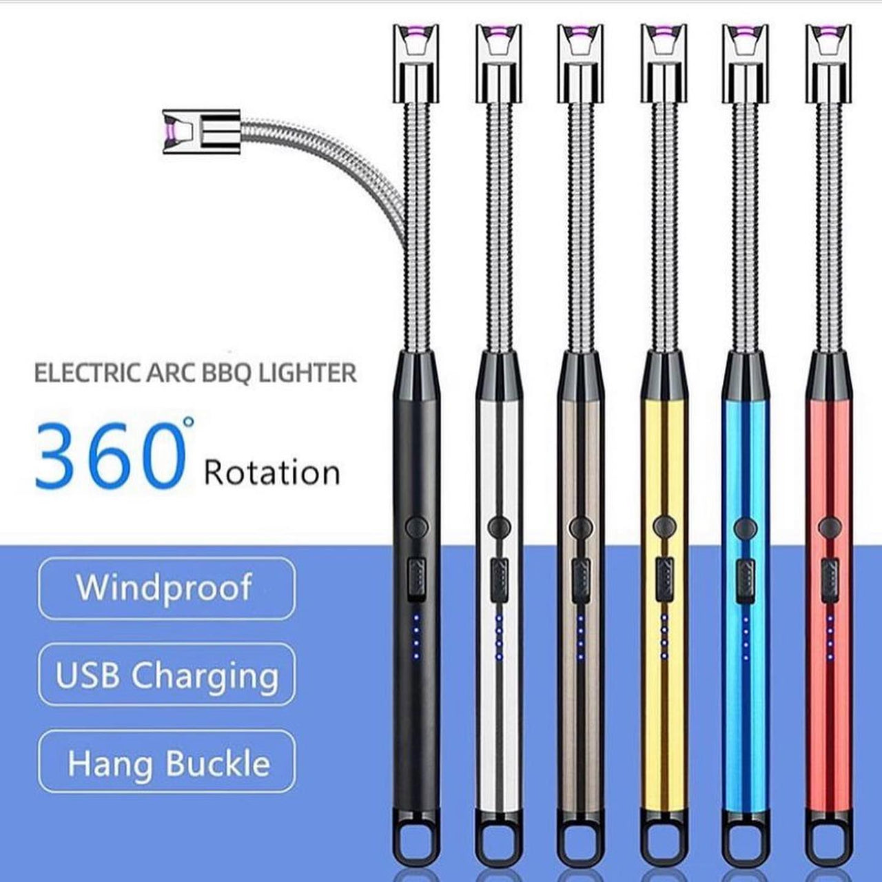 360 USB Electric Rechargeable Lighters with LED Display