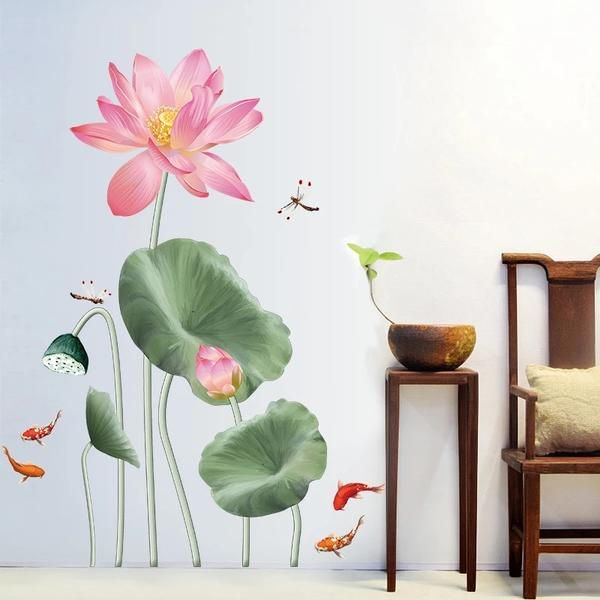 Lotus Leaf Pond Fish 3D Wall Stickers