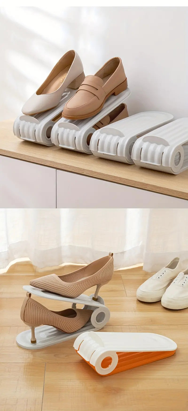 2Pcs Folding Double Layer Shoe Rack