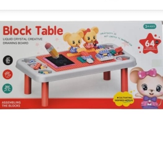 Portable Building Block Table 64 Pieces