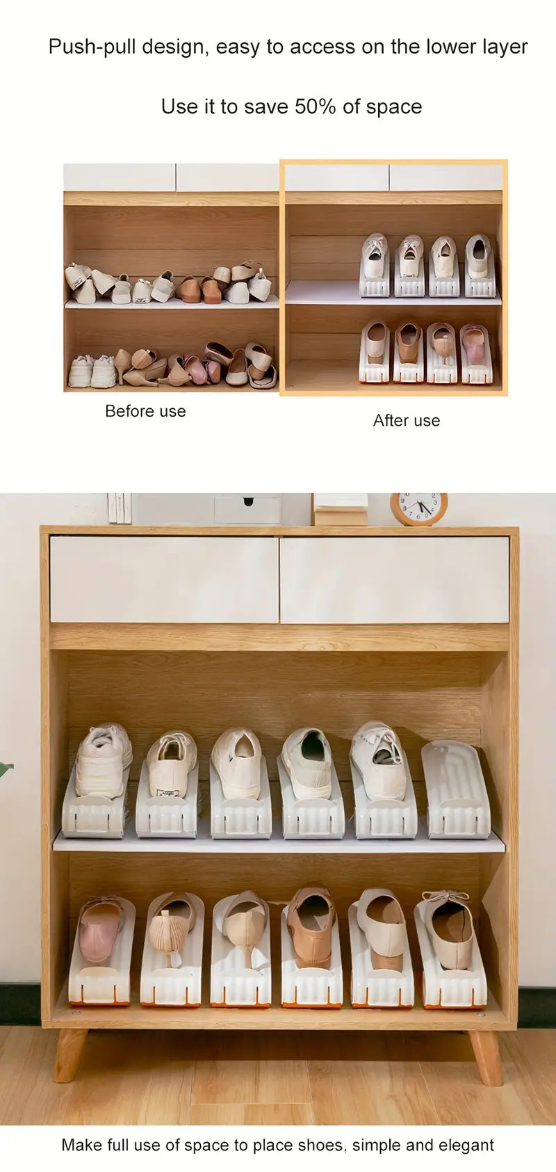 2Pcs Folding Double Layer Shoe Rack