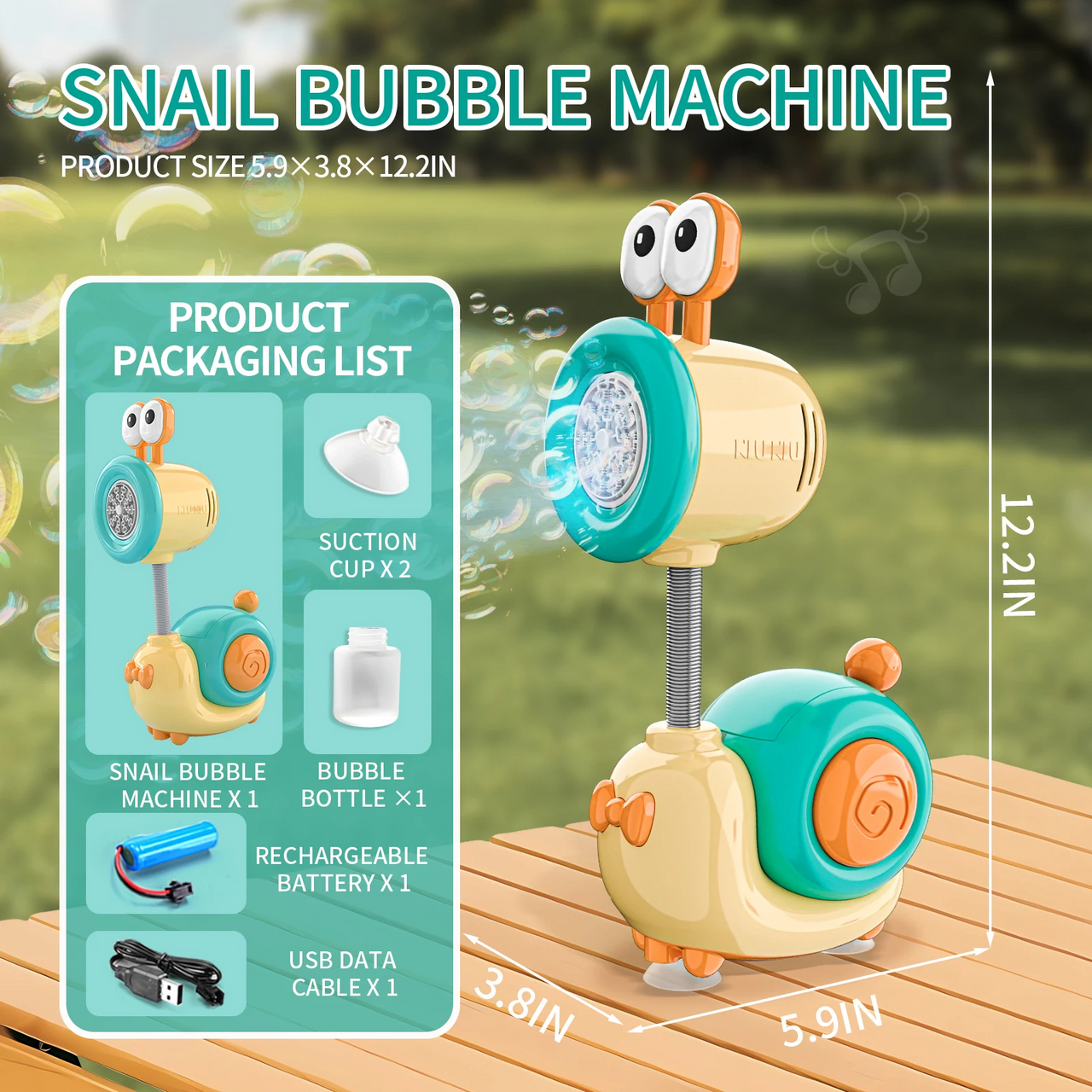 Snail Automatic Rechargeable Bubble Machine