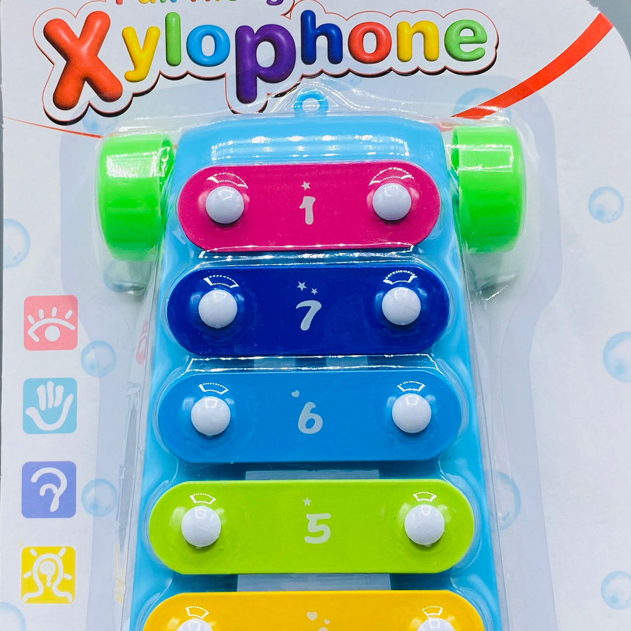 2 in 1 Colorful 8 Key  Pull Along Xylophone With Wheels