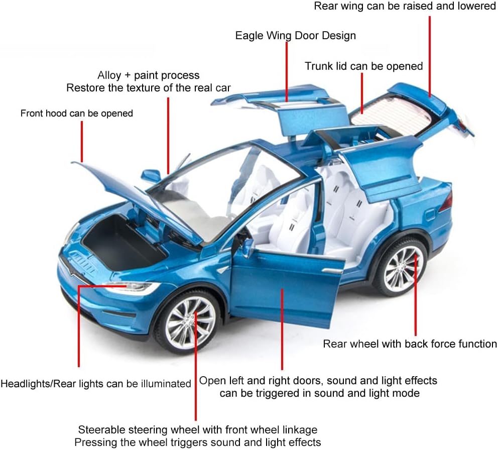 1:28 Scale Diecast Model X Alloy Tesla Car