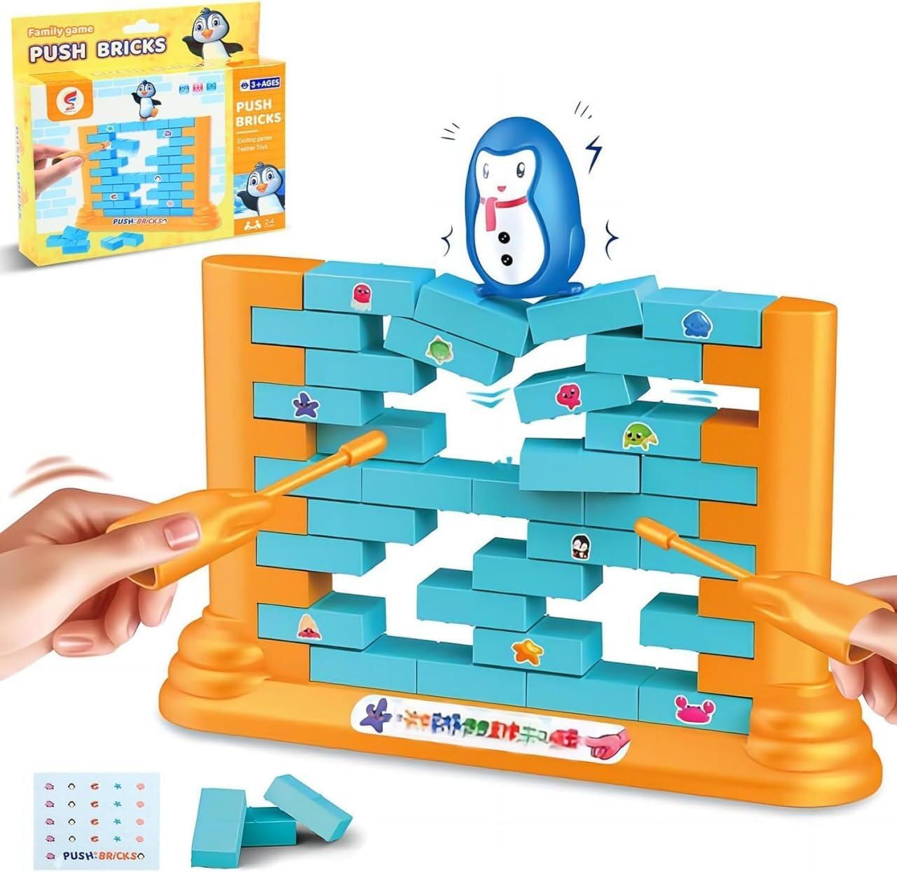 Penguin Wall Stacking Bricks Game