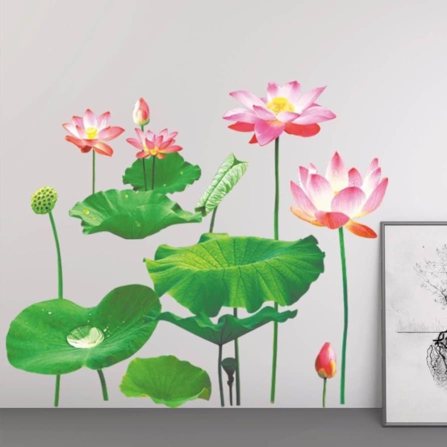 Lotus Leaf Pond Fish 3D Wall Stickers