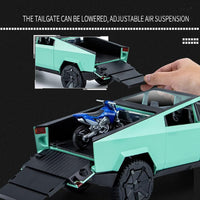 Thumbnail for 1/32 Tesla Cybertruck Pickup Alloy Car With Small Bike