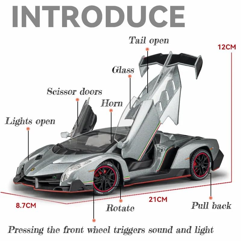 1:24 Scale Die-Cast Lamborghini Veneno  Horn & Smoke