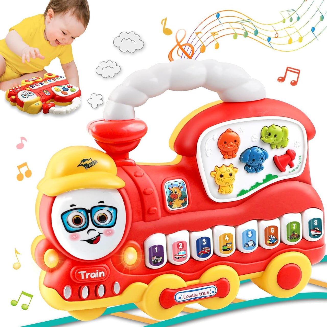 Early Learning Red Train Musical Piano Keyboard