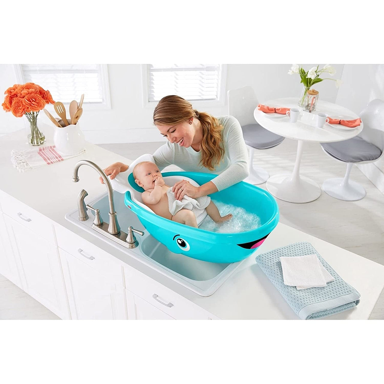 Fisher Price Baby Bathtub Blue Whale For Newborns