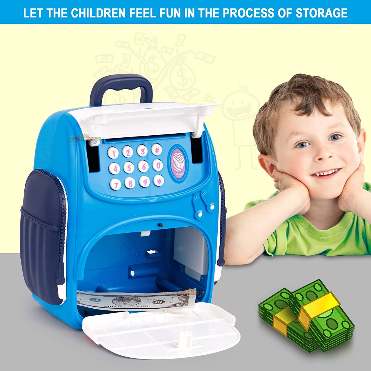 Musical School Bag Money Safe Bank With Finger Print Sensor