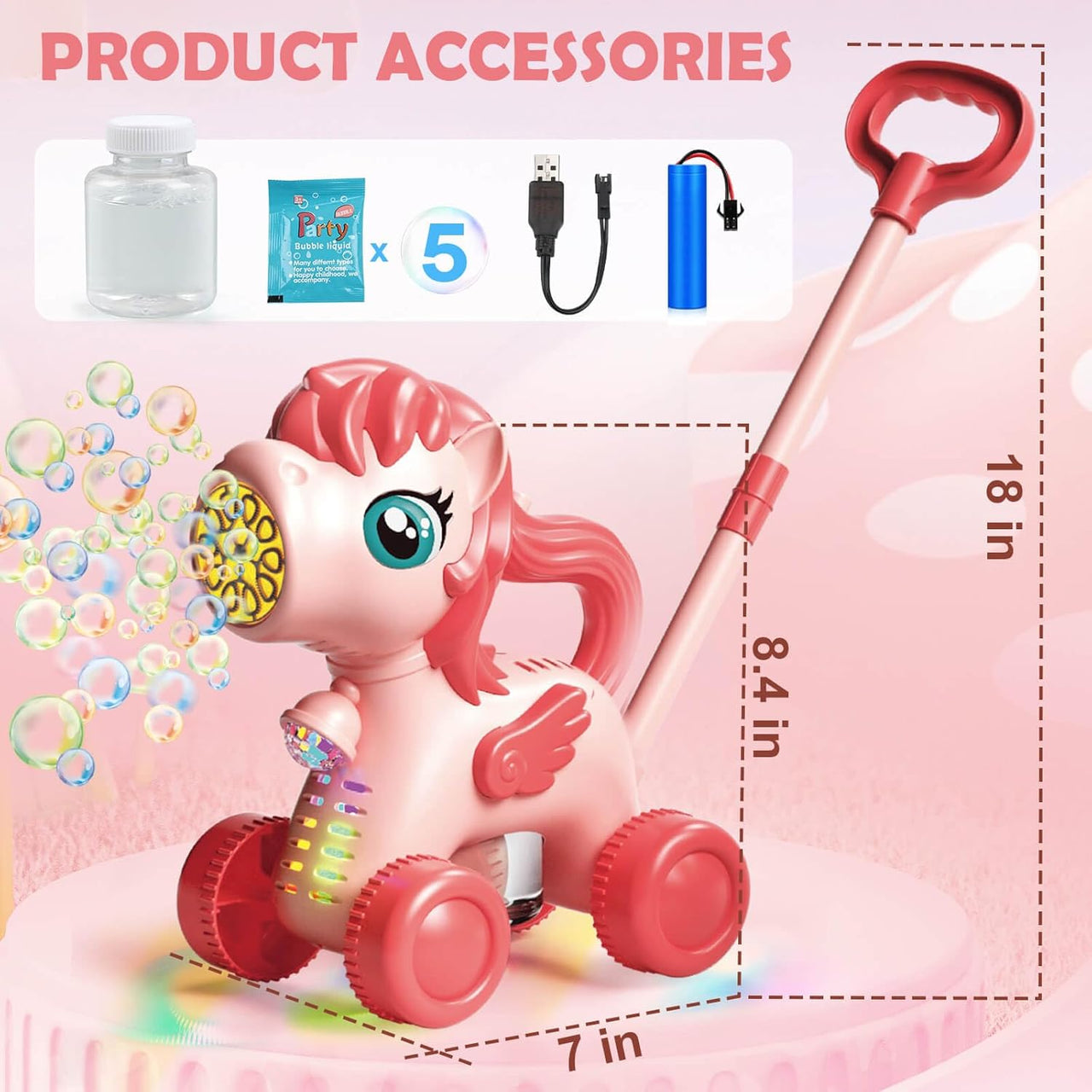 10 Hole Automatic Unicorn Bubble Horse