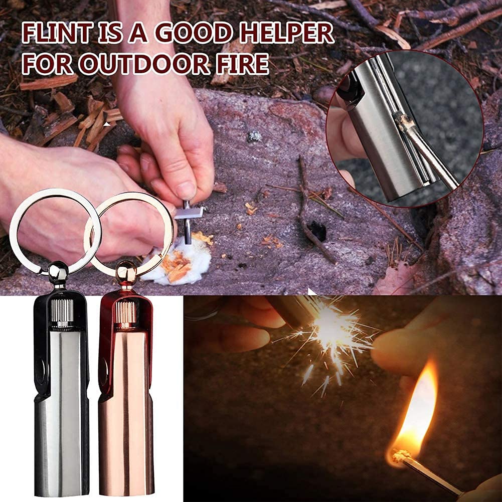 Outdoor Camping Emergency Waterproof Flint Fire Keychain