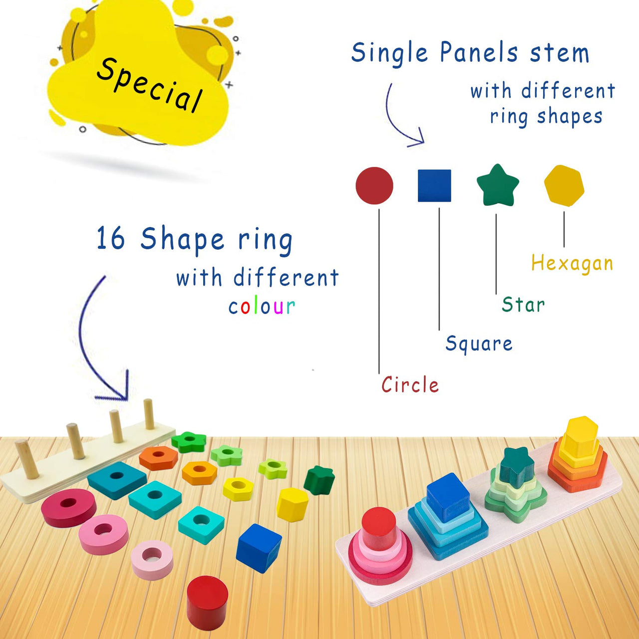 Wooden Shapes & Colour Puzzle Educational Board