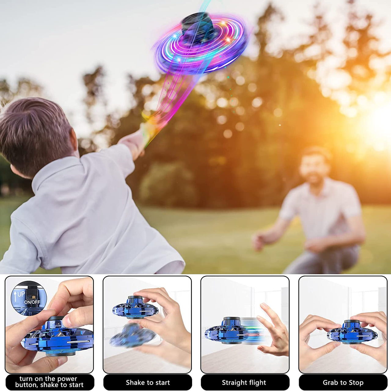 Flying Spinner Mini Drones Mini Flying Ball Toy with Lights Hover Orb  Fidget Spinner Indoor Outdoor Fun Gadgets,Easter Birthday for Boys Girls  Teens