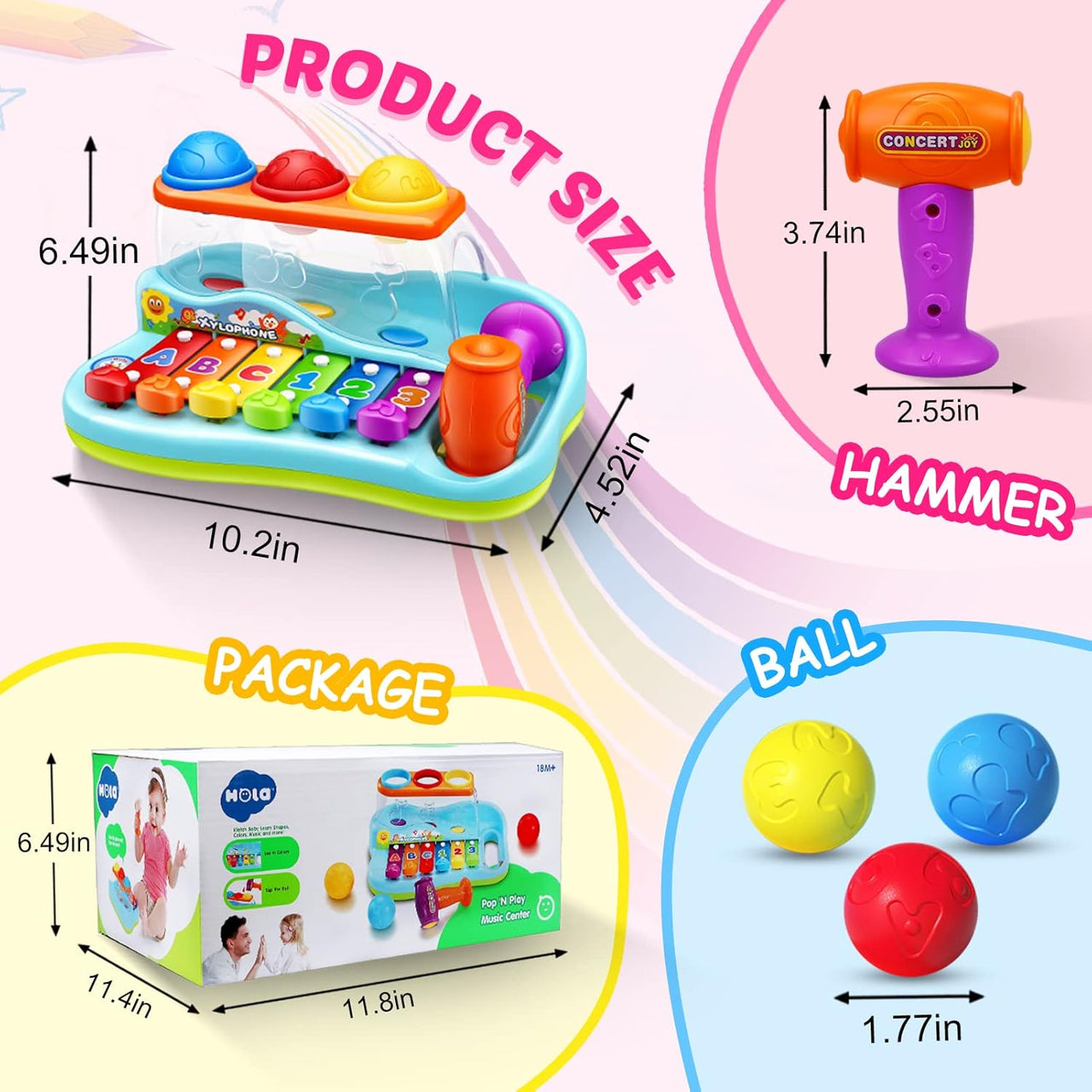 Early Educational Funny Xylophonist Hammer Ball