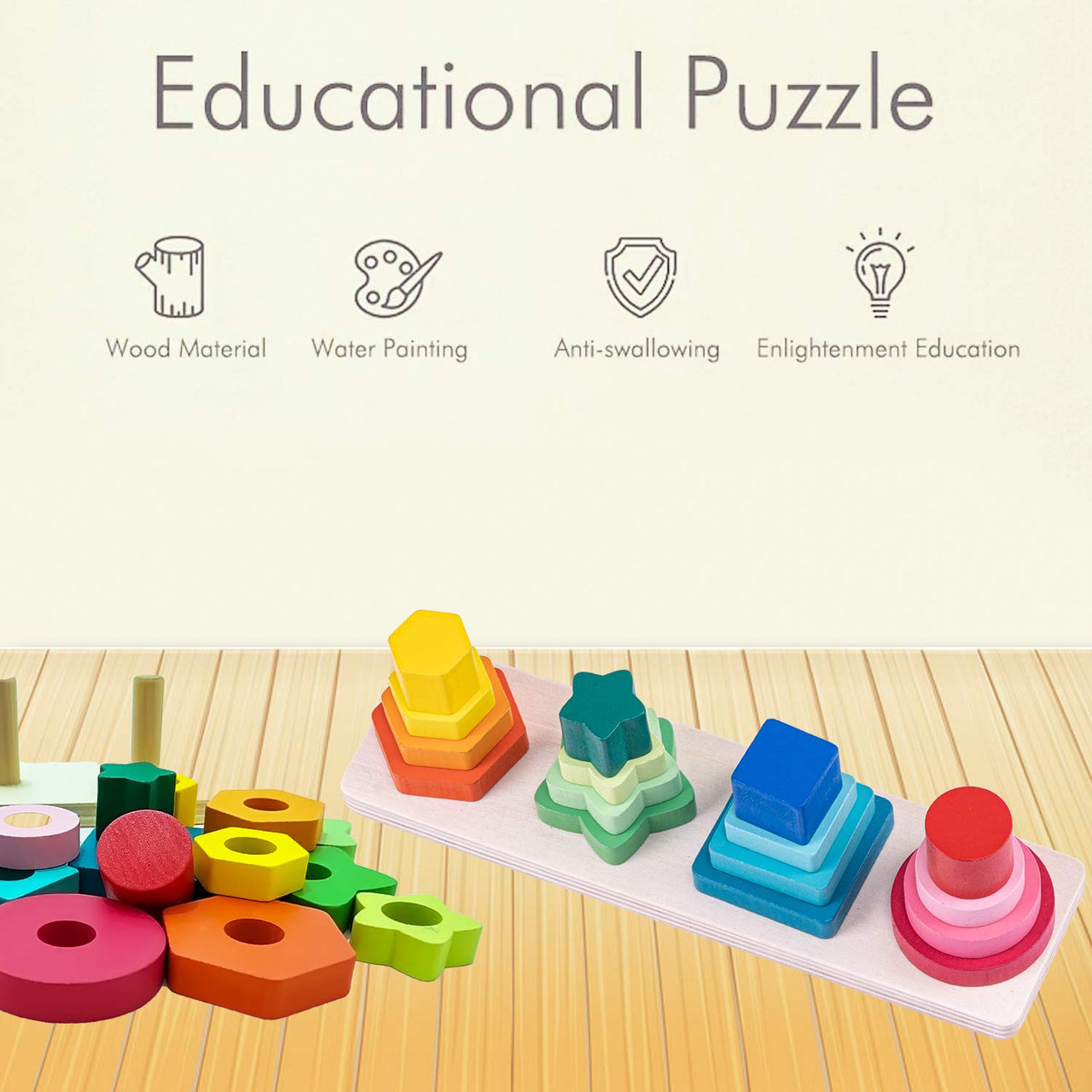 Wooden Shapes & Colour Puzzle Educational Board