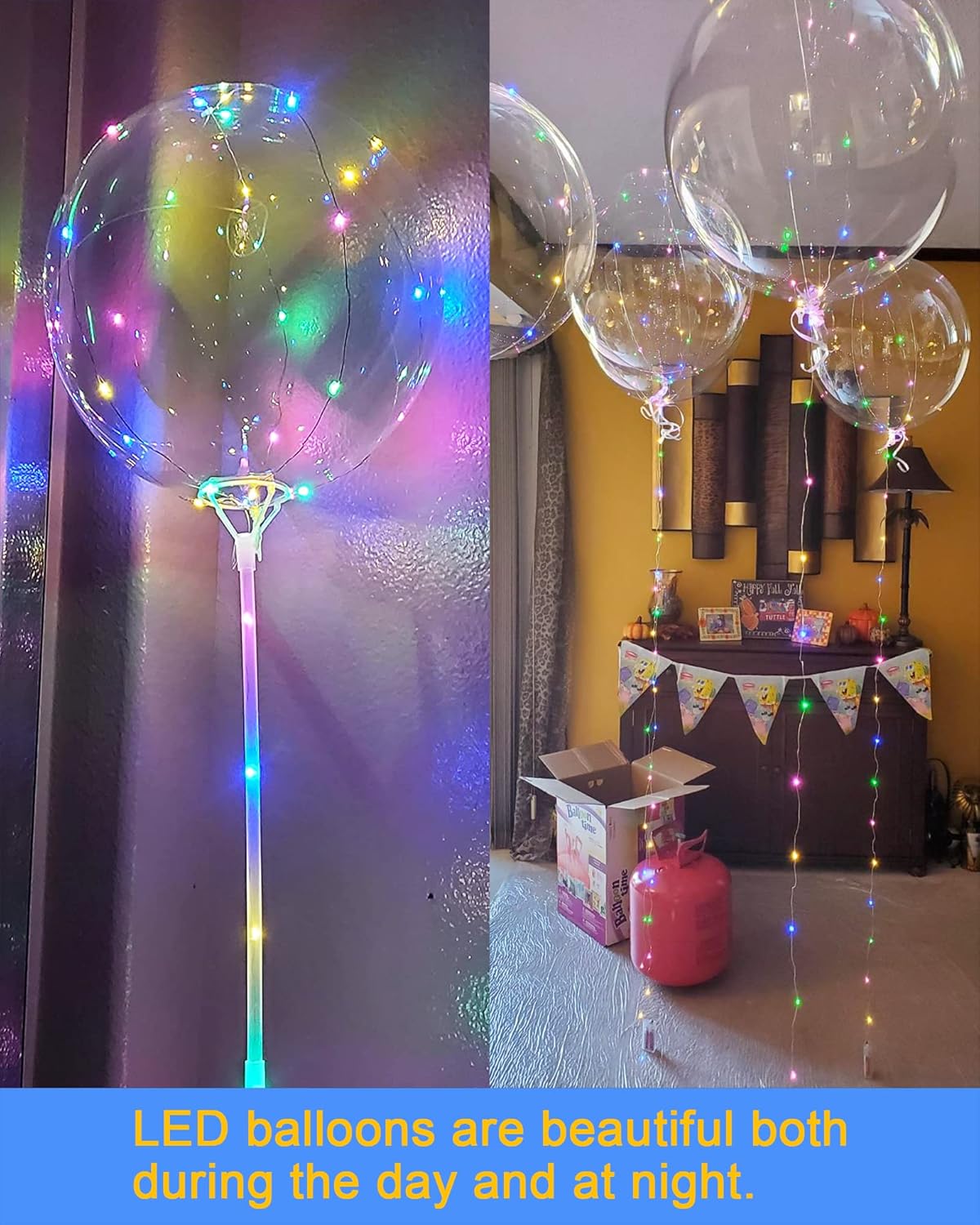 2 Pcs Blinking Led Light Up Balloon Stick