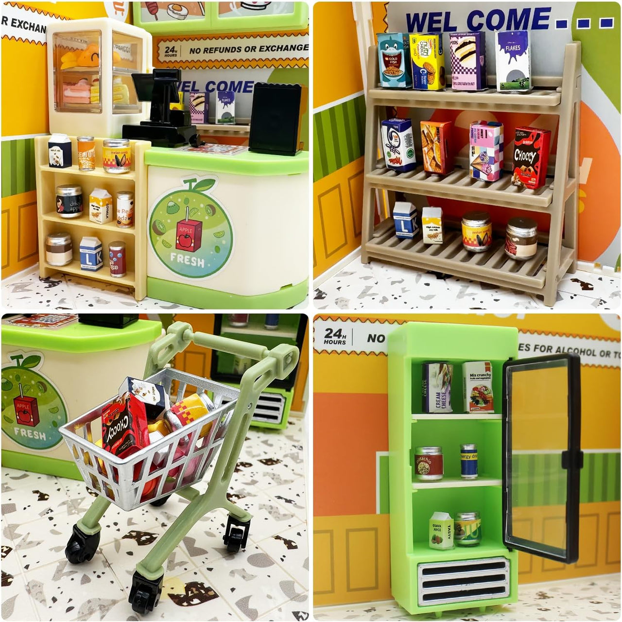 124 Pcs DIY Miniature Shopping Mart Block Set