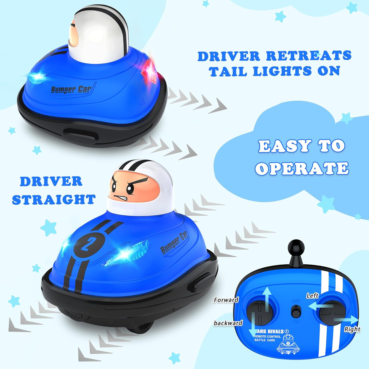 2 Pcs Mini RC Remote Control Bumper Car