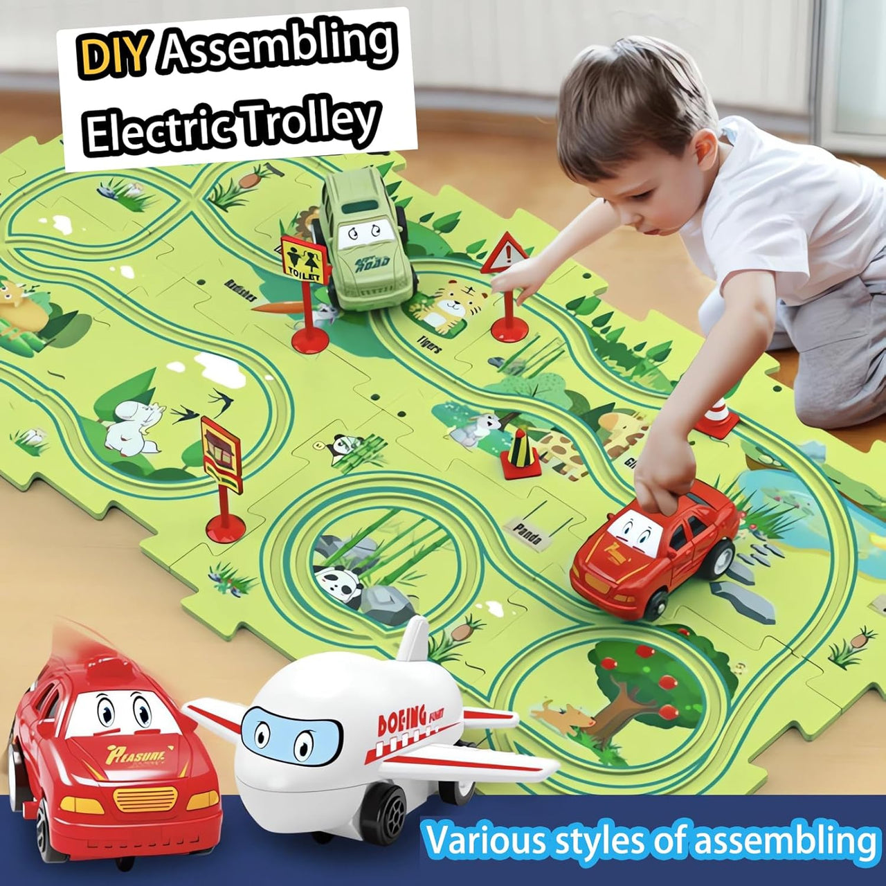 Puzzle Racer Car Track Play Set With Road Map 13 & 18 PCS