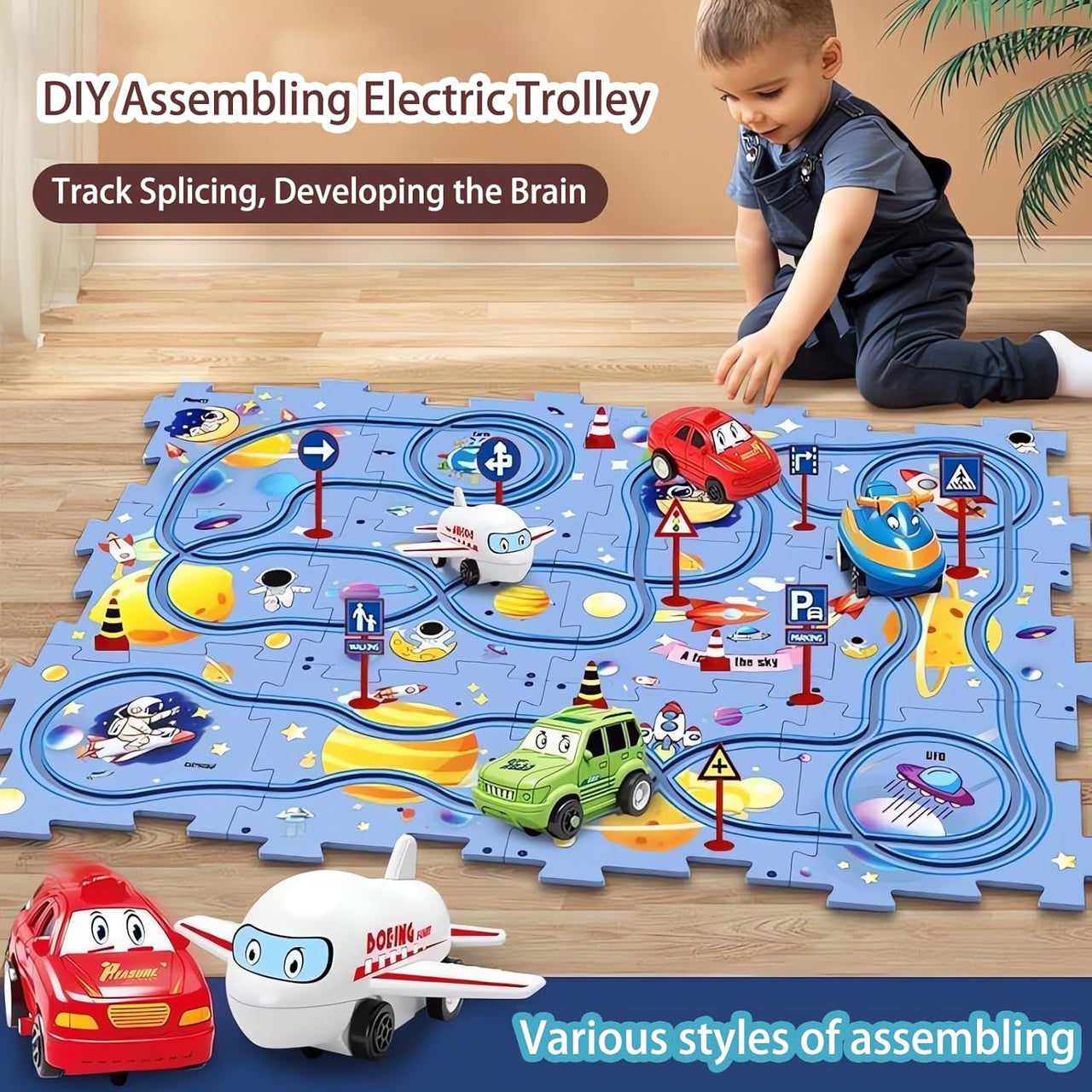 Puzzle Racer Car Track Play Set With Road Map 13 & 18 PCS