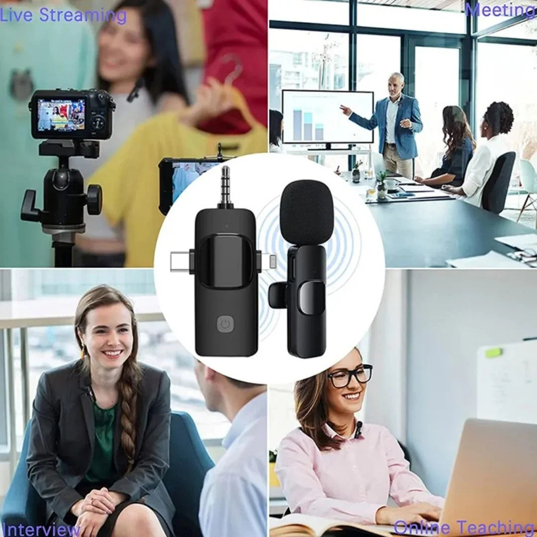 3 in 1 Professional Cordless USB Wireless Recording Microphone