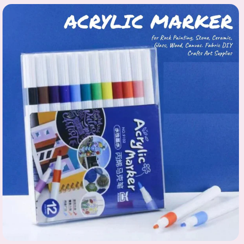 12Pcs Acrylic Markers Painting Set