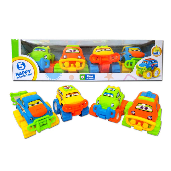 Happy Motorcade Funny Monster Trucks 4 Pcs