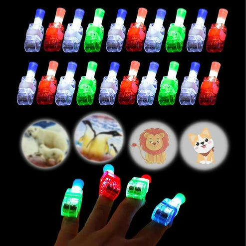 Pack of 4 Projector Light Up Rings LED Finger Lights