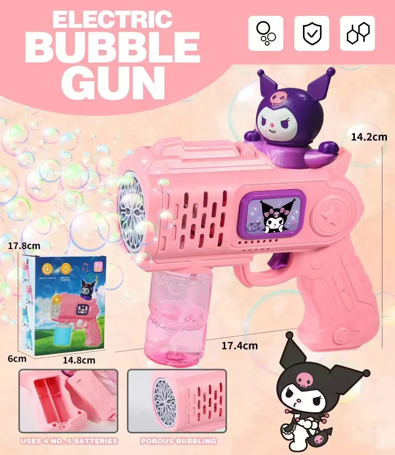 Electric Bubble Gun Toy With Light