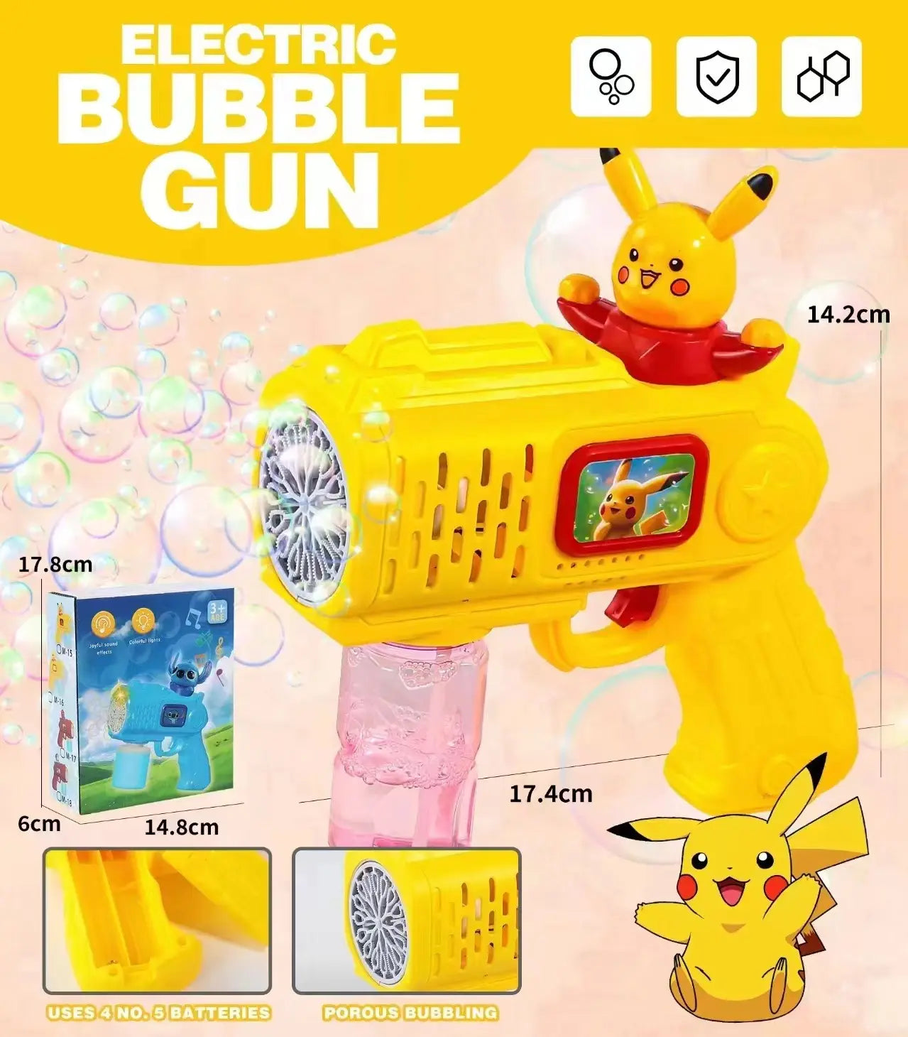 Electric Bubble Gun Toy With Light