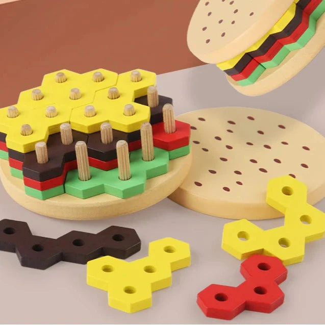 Wooden Hamburger Geometric Puzzle