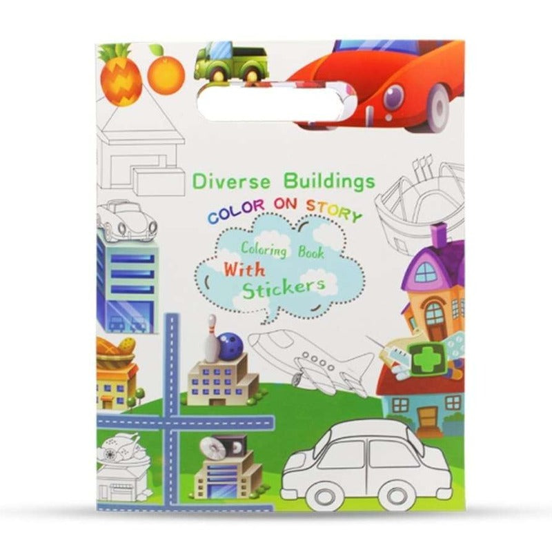 Coloring Book With Stickers-Diverse Buildings