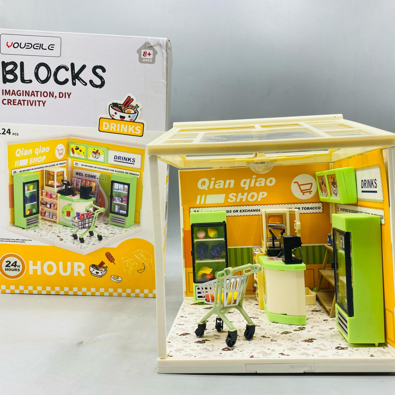 124 Pcs DIY Miniature Shopping Mart Block Set