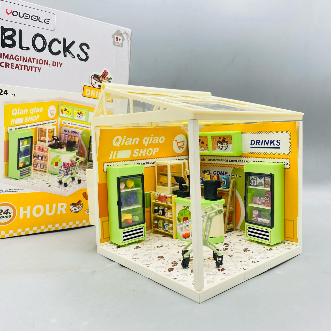 124 Pcs DIY Miniature Shopping Mart Block Set