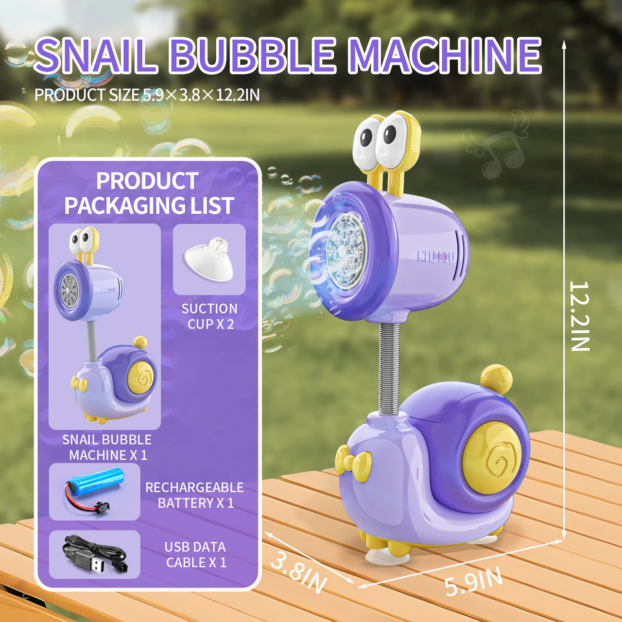 Snail Automatic Rechargeable Bubble Machine