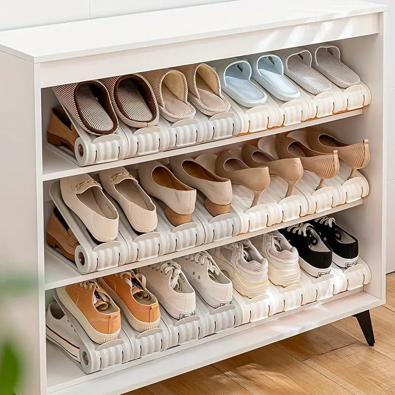 2Pcs Folding Double Layer Shoe Rack