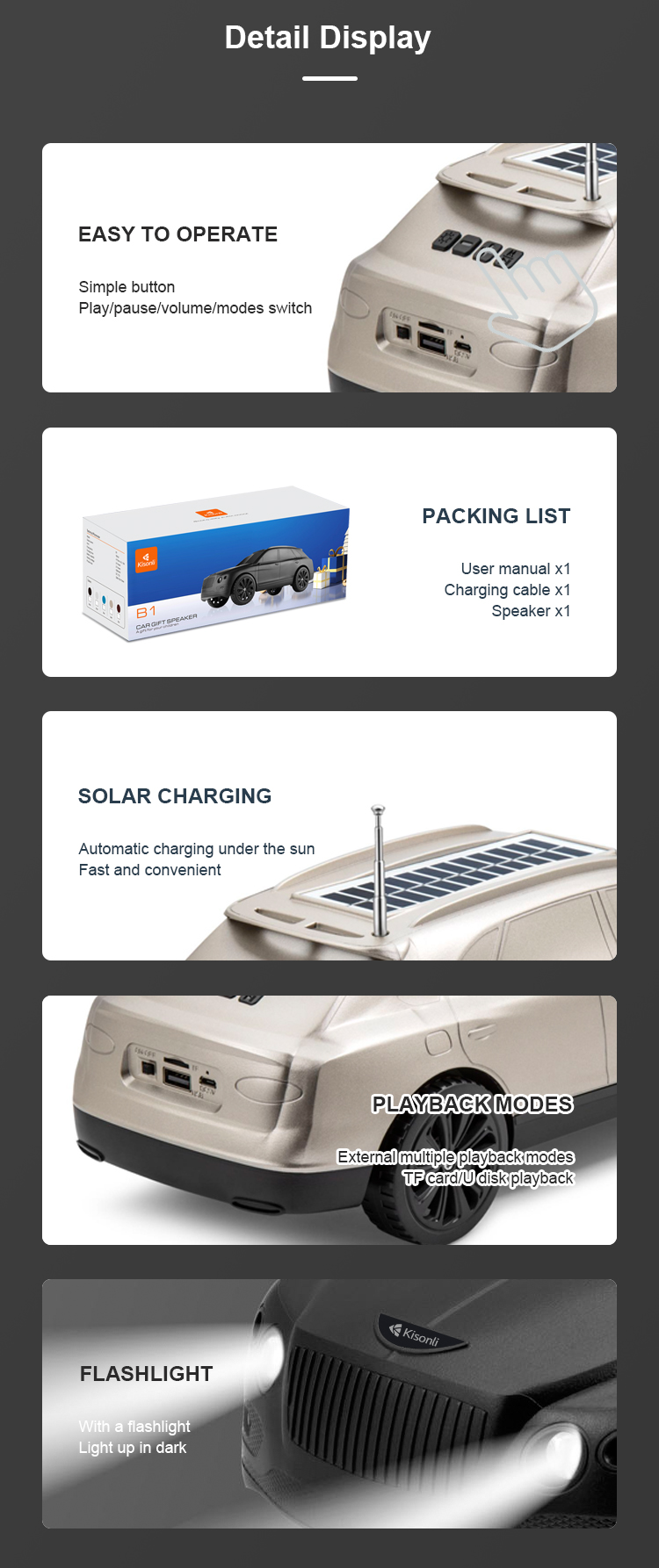 Blue Tooth Speaker Charge With Solar & USB Cable  Model B1