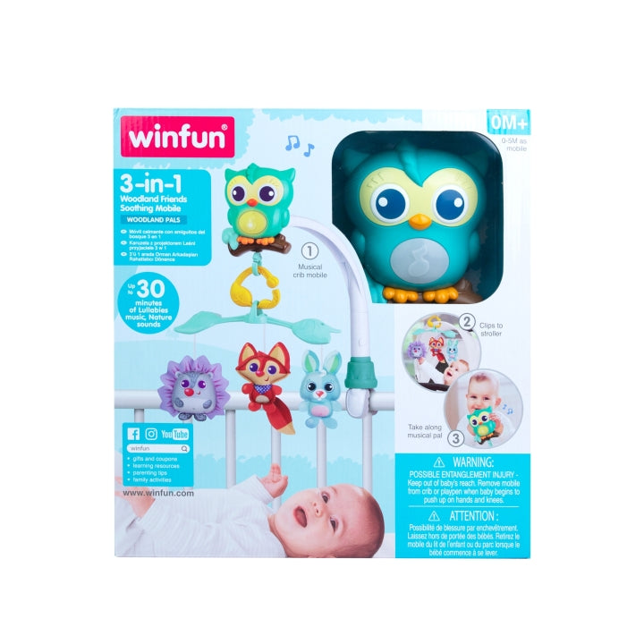 WinFun 3 in 1 Woodland Friends Soothing Mobile