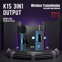 Thumbnail for 3 in 1 Professional Cordless USB Wireless Recording Microphone