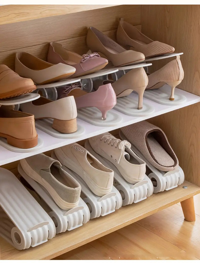 2Pcs Folding Double Layer Shoe Rack