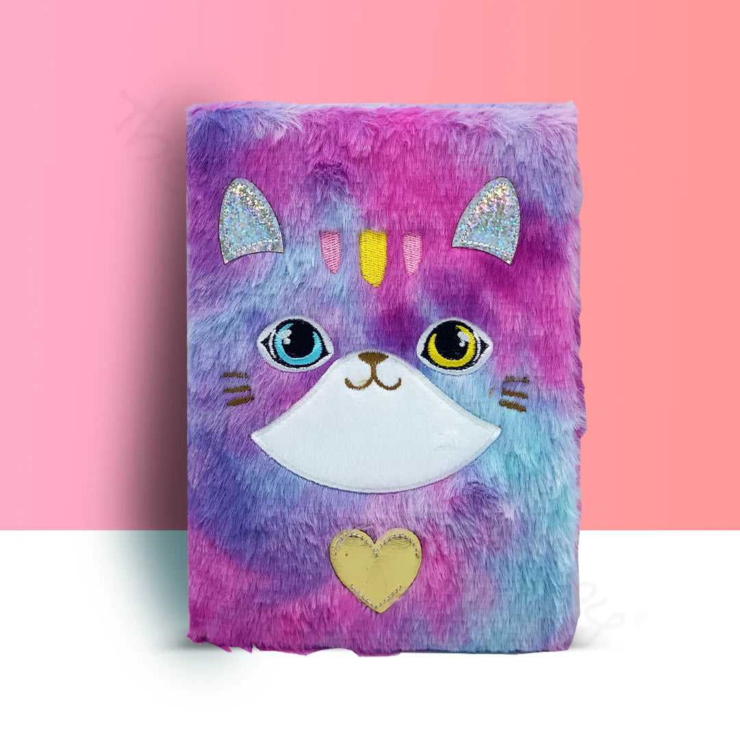 Cat Theme Plush Cover NoteBook