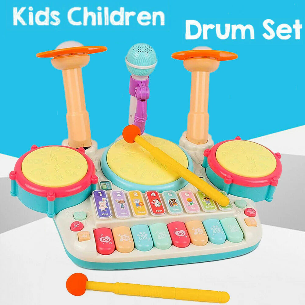 5 In 1 Drum Set With Microphone Piano